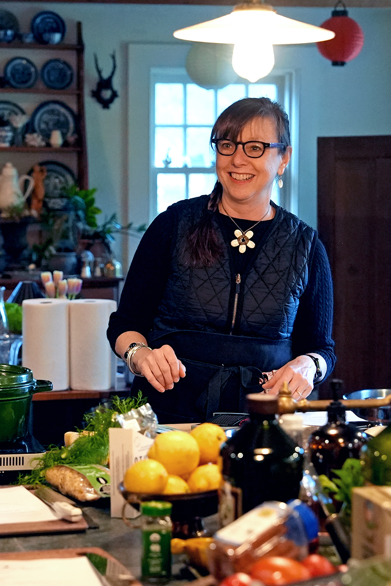 Nancy Kirkiles-Smith holds a Ph.D. from the Department of Nutritional Sciences, in her kitchen shop, Weekend Kitchen, which also offers cooking classes,